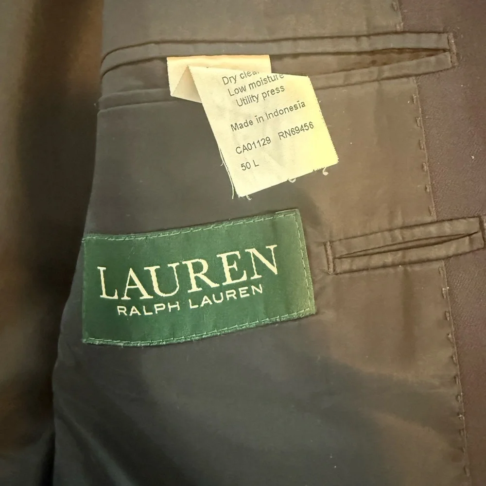 Lauren Ralph Lauren 100% Wool Navy Blazer with Gold Buttons, Size 50L